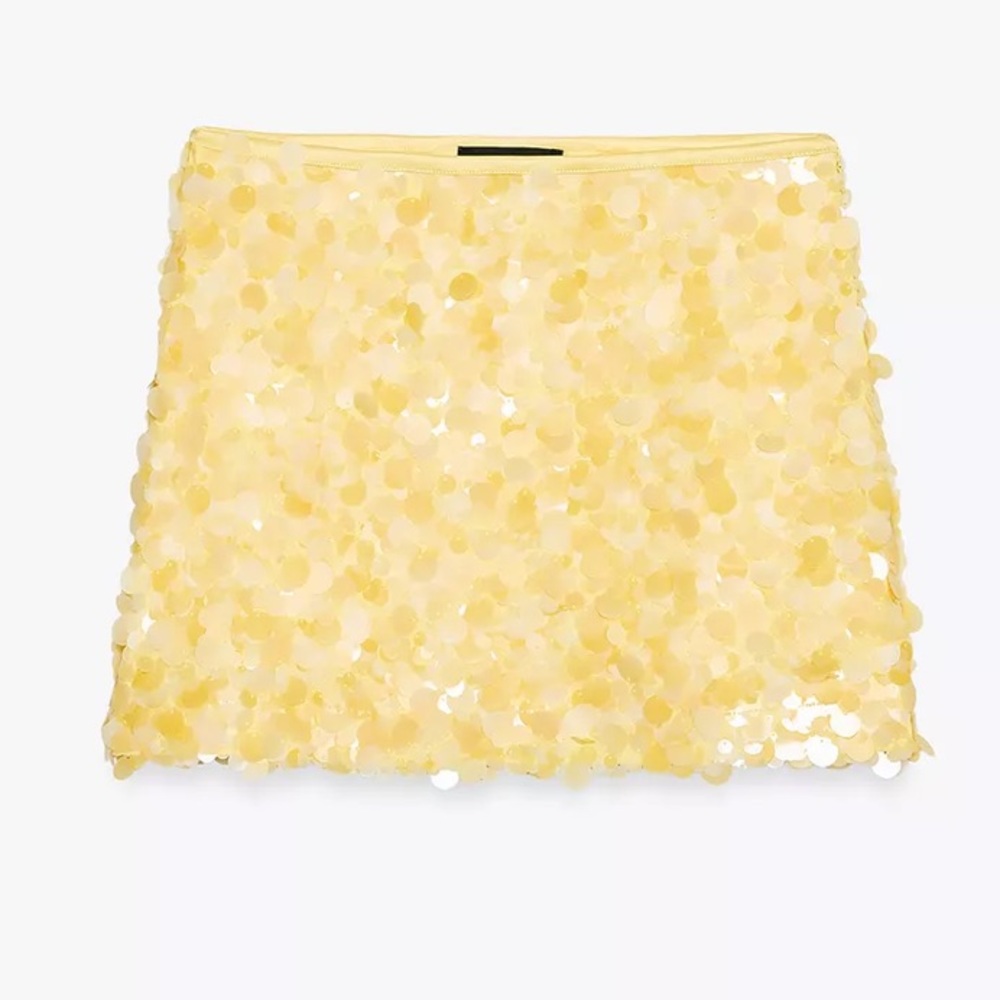 Zara Yellow Sequin Mini Skirt